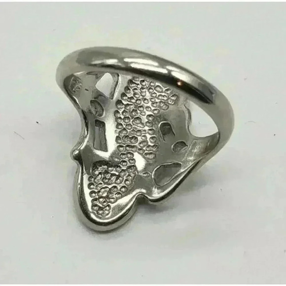 Silver Ring Native American Style Gemstone Turquoise & Coral Chips Inlaid sz 7 - Picture 6 of 8